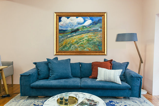 framed Mountain Landscape behind the Saint-Paul Hospital Van Gogh replica
