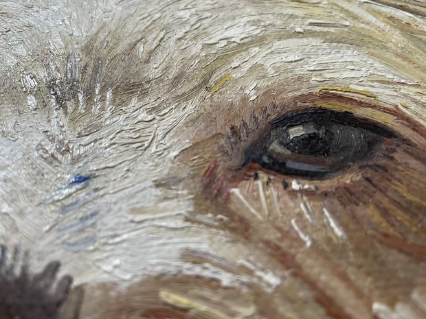 Van Dogh, your dog painted in oil on canvas in Van Gogh style detail