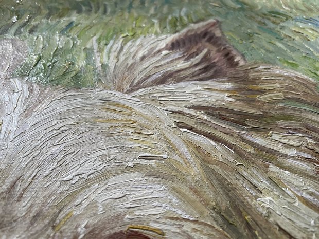 detail Van Dogh, your dog painted in oil on canvas like Van Gogh 