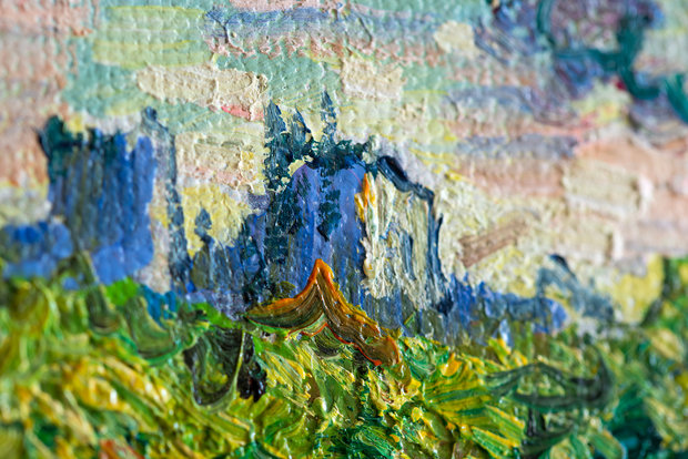 Framed Sunset at Montmajour Van Gogh reproduction detail