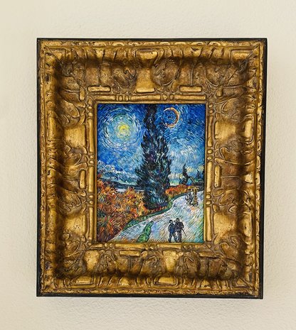Framed Road with Cypress and Star Van Gogh reproduction