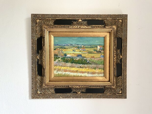 Harvest at La Crau framed Van Gogh reproduction