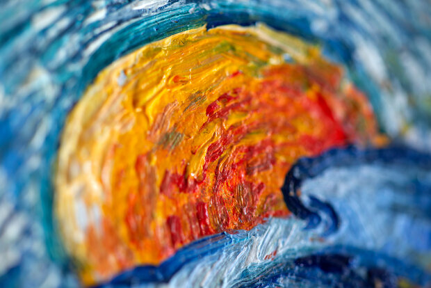 Landscape with Wheat Sheaves and rising Moon detail