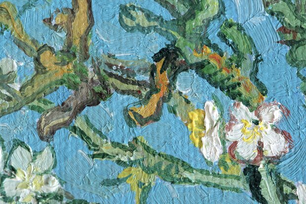 Blossoming Almond Tree framed Van Gogh replica detail
