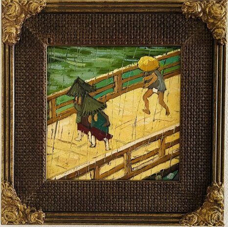 Framed Bridge in the Rain detail Van Gogh reproduction
