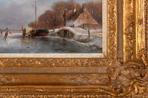 Winter by Nard Kwast, Andreas Schelfhout replica detail