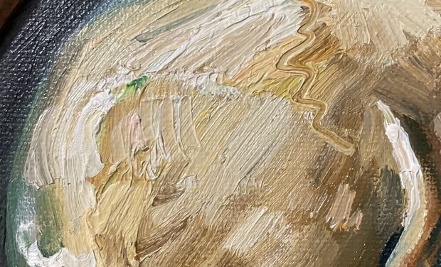 Skull with a burning cigarette framed Vincent van Gogh reproduction detail