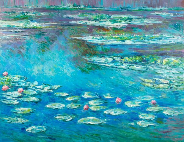 Water Lilies Monet custom order reproduction, hand-painted in oil on canvas