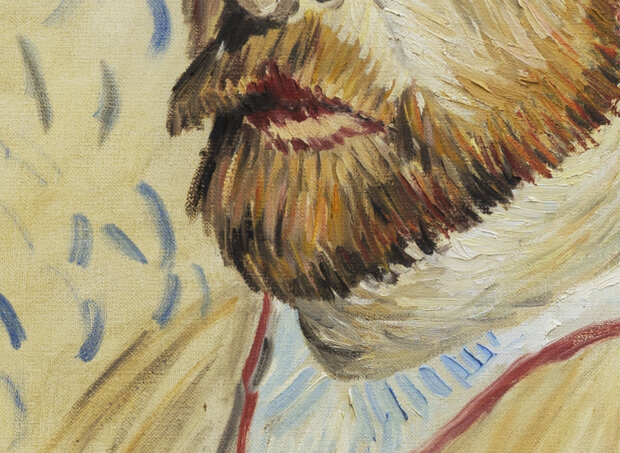 detail Self Portrait with Straw Hat by Cees van Loon Van Gogh reproduction