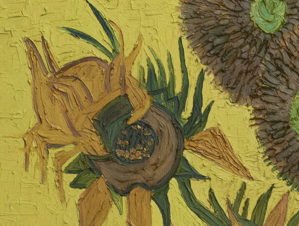 detail Vase with 15 Sunflowers by Cees van Loon Van Gogh reproduction