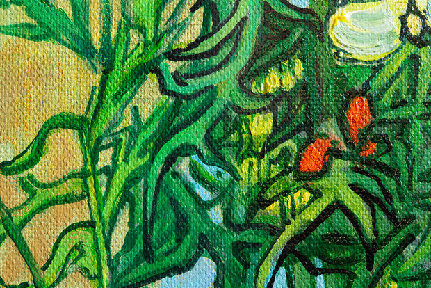 Butterflies and Poppies framed Van Gogh reproduction detail