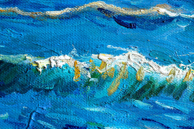 Seascape at Saintes-Maries framed Van Gogh reproduction detail