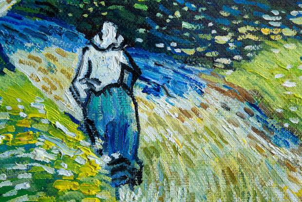 detail The Church at Auvers framed Van Gogh reproduction