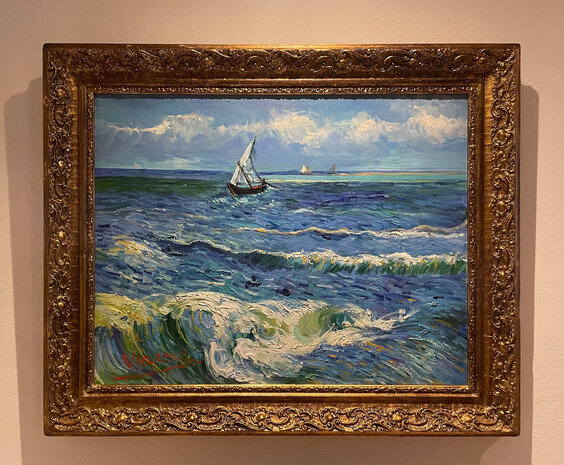 Seascape at Saintes-Maries framed Van Gogh replica