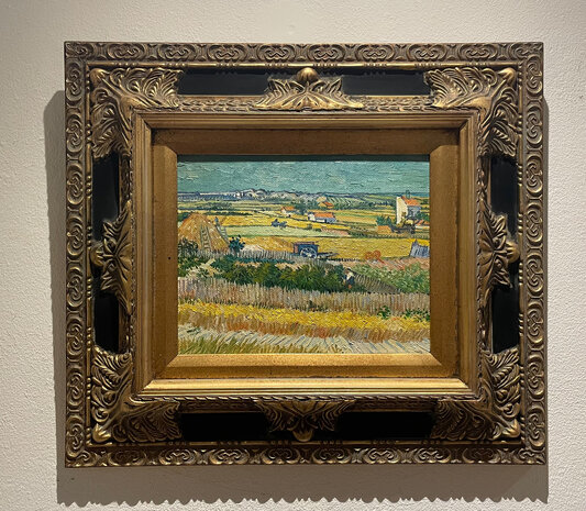 Harvest at La Crau framed Van Gogh reproduction