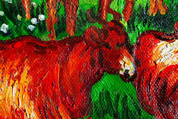 Cows framed Van Gogh reproduction detail