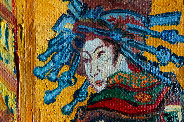 detail Oiran, The Courtesan framed Van Gogh Reproduction