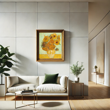 framed Vase with Twelve Sunflowers Van Gogh Reproduction