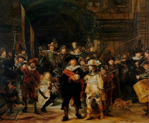 The Nightwatch reproduction in oil on canvas