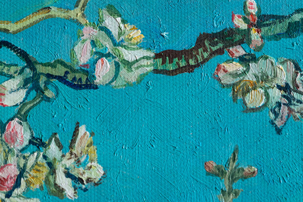 detail Blossoming Almond Tree framed Vincent van Gogh replica