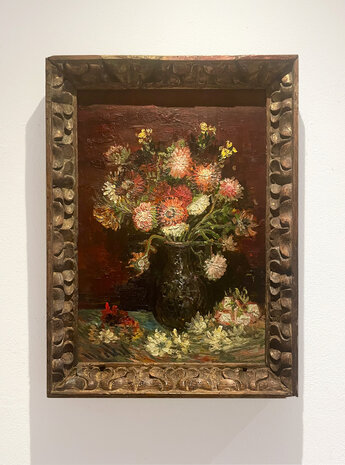 Vase with Chinese Asters and Gladioli framed Van Gogh reproduction