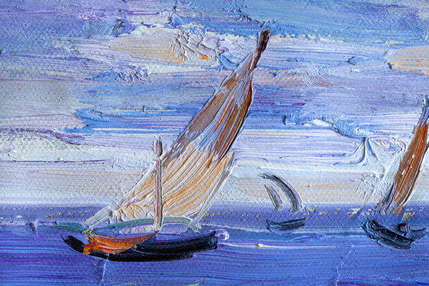 detail Seascape at Saintes-Maries Van Gogh replica