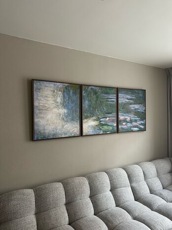 3 paintings Water Lilies Paris, Monet reproduction framed