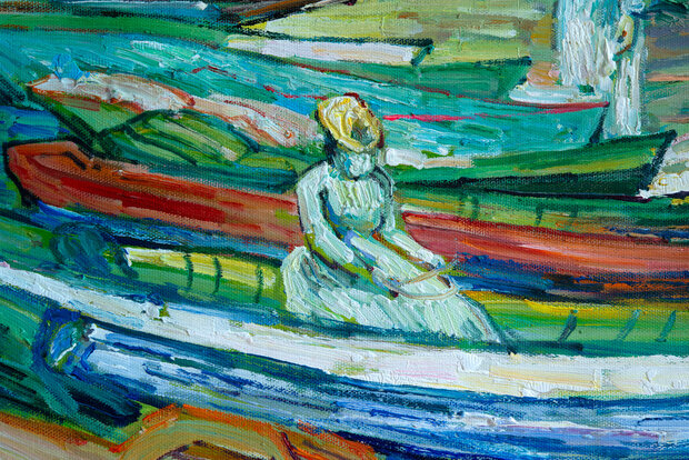 detail Van Gogh reproduction On the banks of the Oise at Auvers
