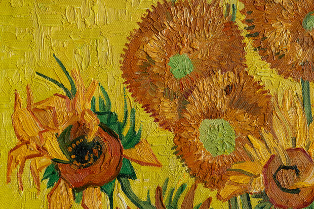 Vase With fifteen Sunflowers framed Van Gogh Reproduction detail