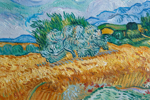 Wheat Field with Cypresses framed Vincent van Gogh replica detail