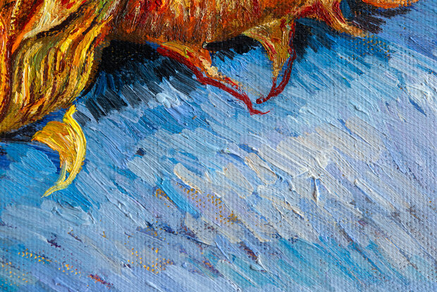 Two Cut Sunflowers Van Gogh framed reproduction detail