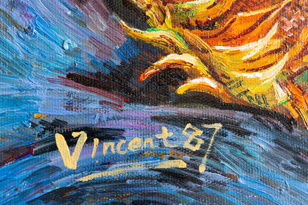 deatil Two Cut Sunflowers Van Gogh framed reproduction