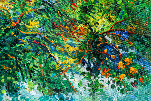 The Green Vineyard framed Van Gogh replica detail