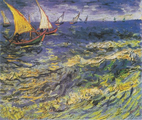 Seascape at Saintes-Maries Van Gogh reproduction