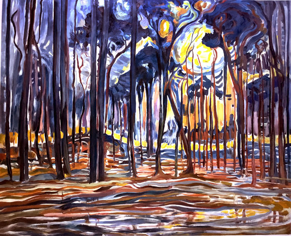 Woods near Oele Mondrian reproduction