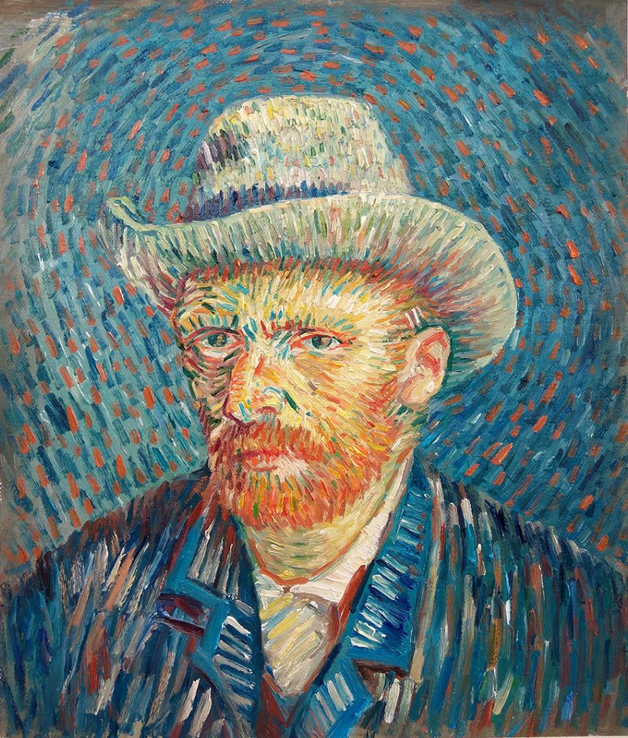 Self Portrait With Grey Felt Hat Van Gogh Reproduction, hand-painted in oil  on canvas
