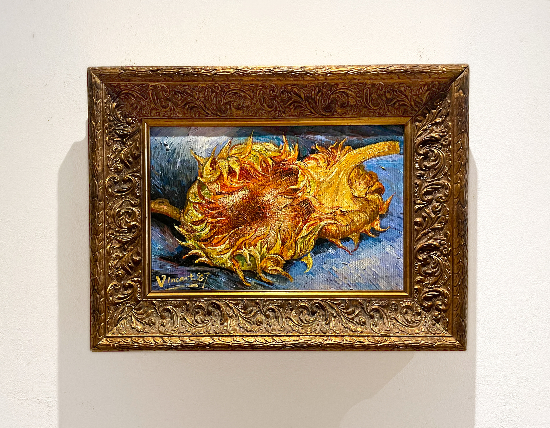 Two Cut Sunflowers Van Gogh framed reproduction
