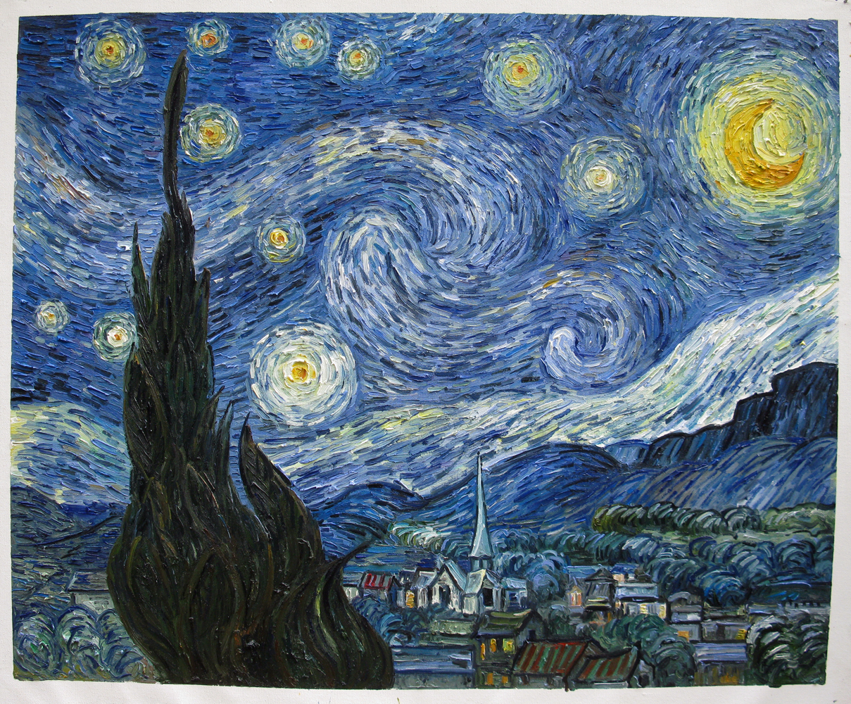 Starry Night Van Gogh Reproduction, hand-painted in oil on canvas