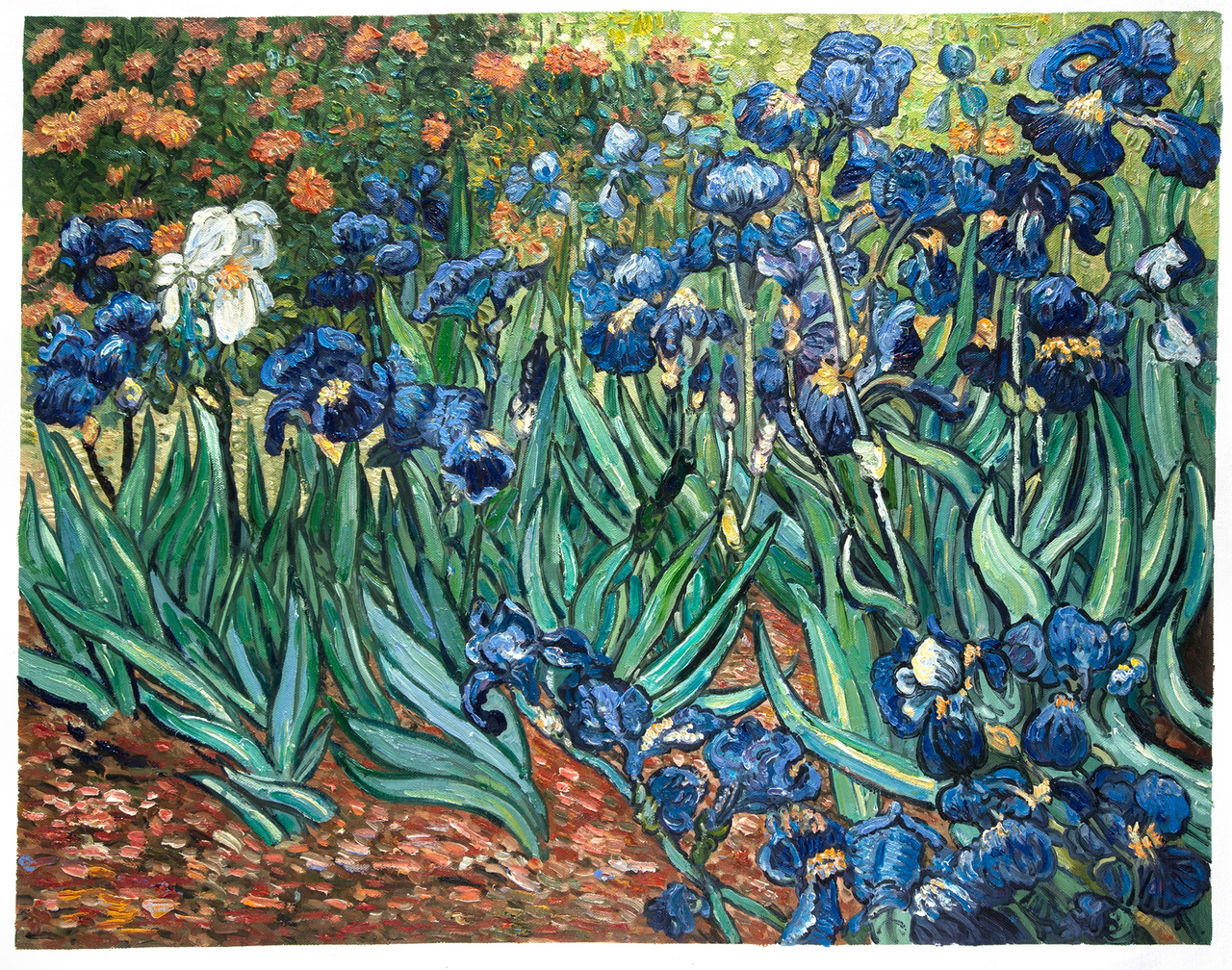 Irises Van Gogh Reproduction, hand-painted in oil on canvas