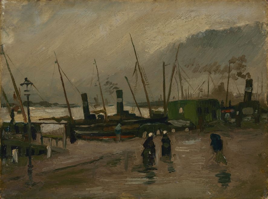 Did Van Gogh paint the wharf in Amsterdam twice?