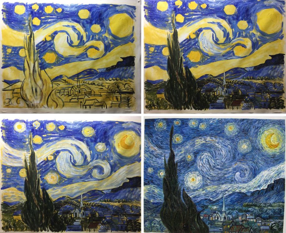 Did Van Gogh start painting Starry Night with the Cypress Tree or with the background?