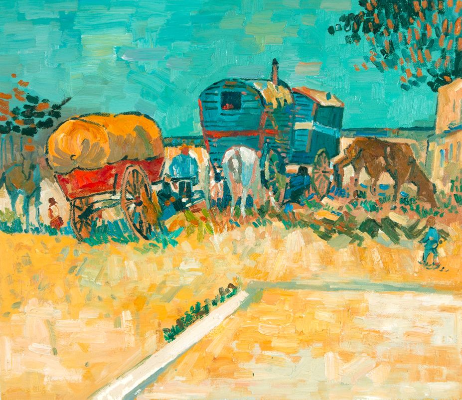 Gypsies met woonwagens Van Gogh reproductie