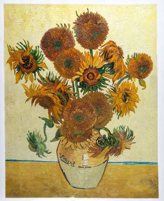 Vase with Fifteen Sunflowers