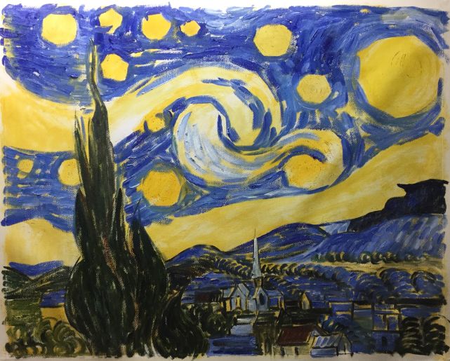 Step by step process how to paint starry night