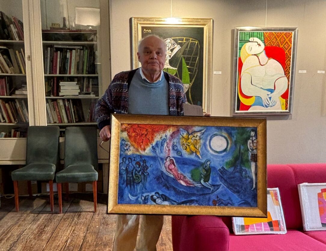 In the style of Marc Chagall by Geert Jan Jansen, hand-painted in oil on canvas