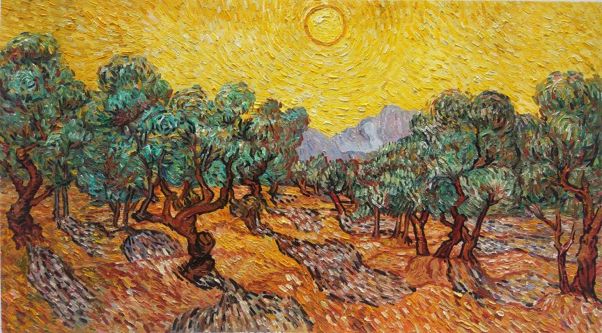 Olive Trees with Yellow Sky and Sun custom proportions