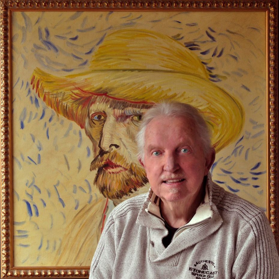 Self-Portrait with Straw Hat by Cees van Loon Van Gogh replica