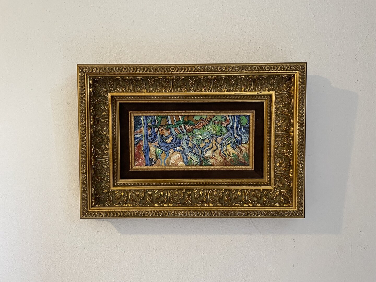 small replica of Van Gogh's Tree Roots with Italian frame
