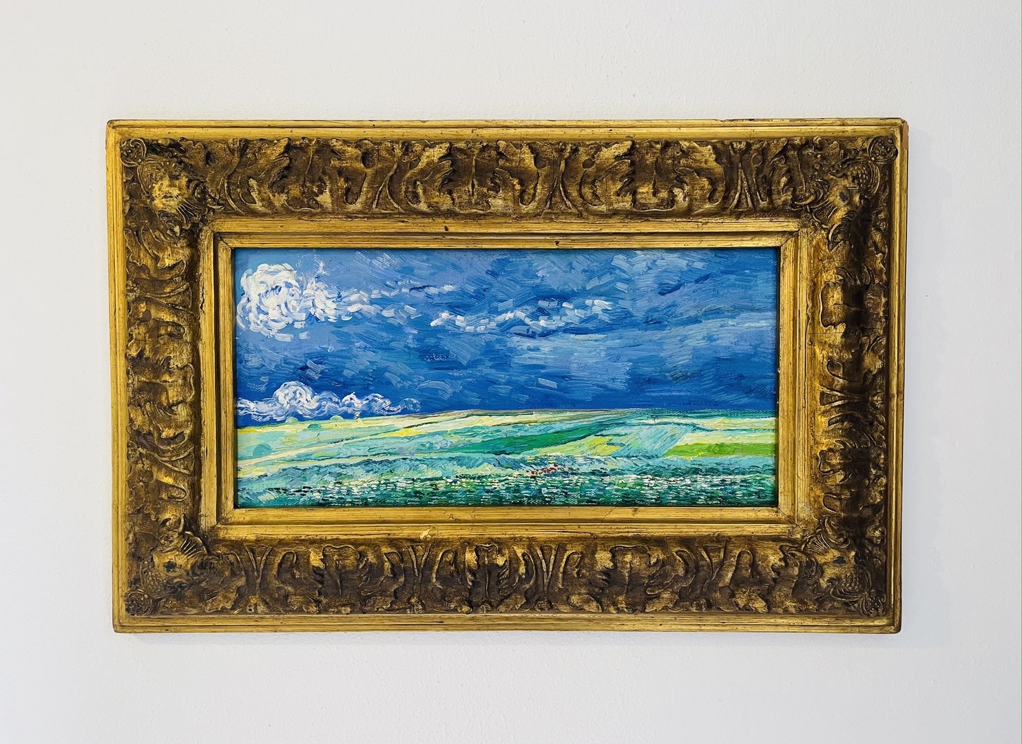 small Wheat Field under Thunderclouds with 19th century Italian frame.