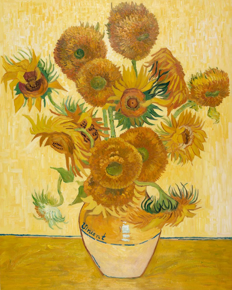Still Life: Vase with Fifteen Sunflowers Oil Painting Reproduction